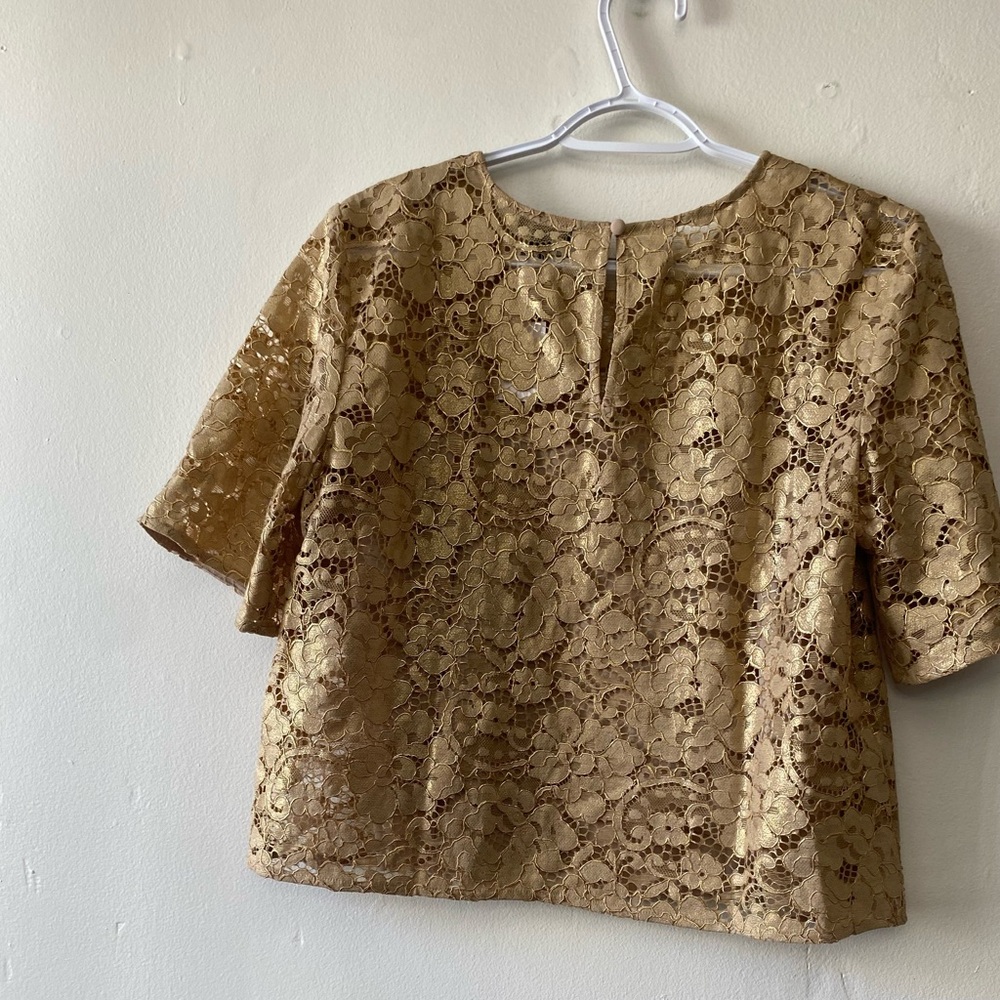 Ann Taylor Gold Lace Blouse size S NWT - Picture 3 of 12